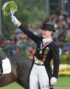 Isabell Werth ecstatic about winning Grand Prix Special gold at the 2006 WEG