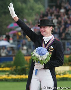 Isabell Werth in tears over winning Grand Prix Special gold at the 2006 WEG
