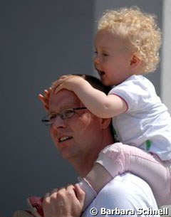 Danish Olympic team reserve member Anders Dahl with his one year old daughter Mette Clare