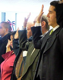 Cesar Parra takes the oath to become a U.S. citizen