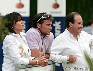 Morgan Barbancon's mother Carmen and father Thierry watching her ride together with Spanish Grand Prix rider Jordi Domingo