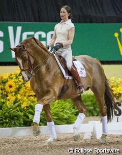 This elegant pair was looking great in the main ring. Swedish duo Minna Telde and the Hanoverian stallion Don Charly (by Don Gregory) will be riding their first World Cup Finals