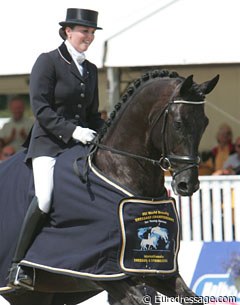 Emmelie Scholtens and Westpoint won the first round at the 2009 World Championships for Young Dressage Horses :: Photo © Astrid Appels