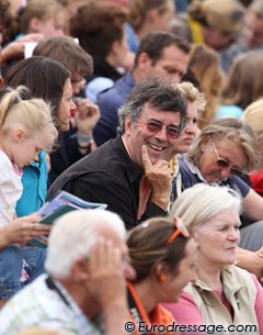 American professor David Stickland, who analysed dressage results for the FEI, amongst the crowds at the European Pony Championships