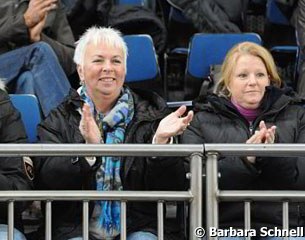 Emmy de Jeu (owner of Sisther de Jeu) and Nicole Werner sitting in the stands