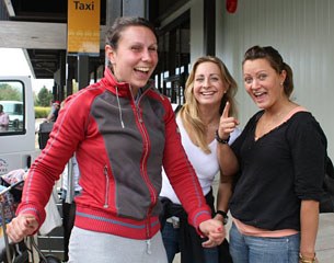 Norwegian team riders Camilla Kalseth, Lillan Jebsen, Ellen Birgitte Farbrot arrive in the U.S.A