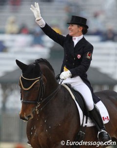Canadian Belinda Trussell and Anton were on form. The horse looked fresher and more engaged than he was during their European stint. The piaffe and passage work was outstanding. Unfortunately there was a mistake in the one tempi's. They got 69.021%