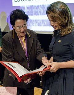 HRH Princess Lalla Amina and FEI President HRH Princess Haya at the Extraordinary General Assembly in Lausanne (SUI) in 2011 :: Photo © FEI/Hugues Siegenthaler