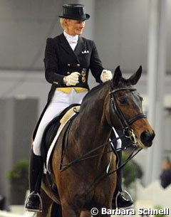 A rare moment of emotion on Brigitte Wittig's face. The rider is obviously very pleased with her performance on Biagotti W (by Breitling)