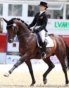 Larissa Pauluis and Don Massimo at the 2011 World Young Horse Championships :: Photo © Astrid Appels