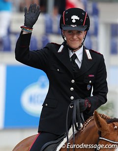 Valentina Truppa in her Carabinieri helmet