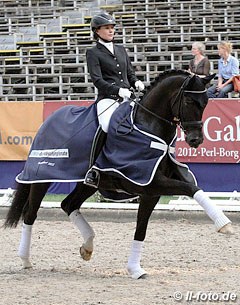 Kristina Sprehe and Furst Fugger win the 6-year old preliminary test at the 2012 Bundeschampionate :: Photo © LL-foto.de
