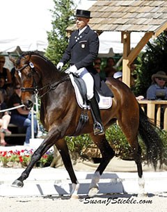Steffen Peters and Legolas win the 2012 U.S. Dressage Championships, which served as American Olympic selection trial. Legolas will be Steffen's reserve horse replacing Ravel if necessary :: Photo © Sue Stickle
