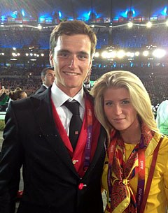 Spanish team rider Morgan Barbançon with Olivier Philippaerts, the twin brother of her boyfriend Nicola. Olivier is the Belgian Olympic show jumping team reserve rider