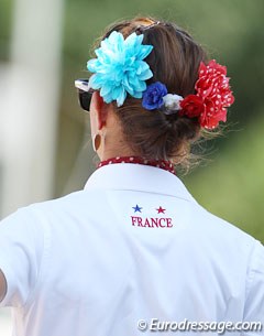 French chef d'equipe Alizee Froment being patriottic