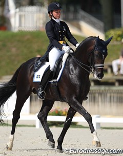 Mathilde Hannell's Webster struggled with the heat and appeared totally overcooked in the ring for their freestyle. The entire test looked laboured and the horse was not in front of the leg
