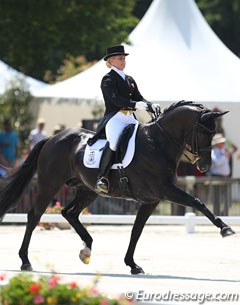 Anna Zibrandtsen and Detroit. The black stallion was one of three (!!) Dimaggio offspring making it to the Young Riders Kur finals. Duela and Donna Summer were the other two
