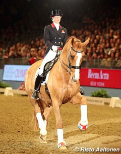 Laura Tomlinson and Mistral Hojris at the horse's official retirement ceremony at the London Olympia Horse Show :: Photo © Risto Aaltonen