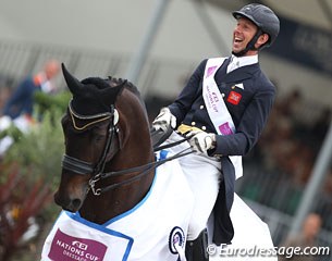 Daniel Watson is all smiles on Fideramber winning the Nations' Cup with team Britain