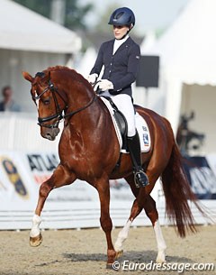 Beatrice Buchwald and Lord Carnaby at the 2013 World Young Horse Championships :: Photo © Astrid Appels