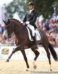 Andreas Helgstrand and Floricello win silver at the 2013 World Young Horse Championships in Verden :: Photo © Astrid Appels
