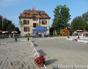 The arena for the Swiss Warmblood elite mare show in Avenches, Switzerland