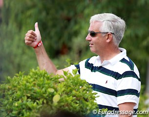Julia de Ridder's father and trainer Ton gives his daughter a thumb's up
