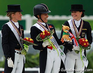 The Special podium: Helen Langehanenberg, Charlotte Dujardin, Kristina Sprehe