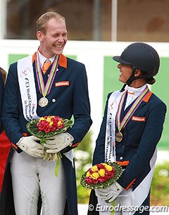 Diederik van Silfhout and Adelinde Cornelissen on the podium for bronze