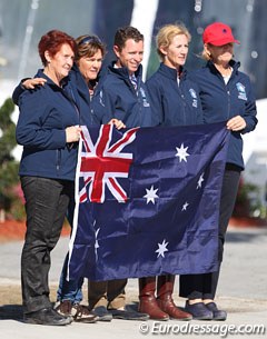 The Australian team: Karin Davis, Ilse Schwarz, Nicholas Fyffe, Kelly Layne and their chef d'equipe