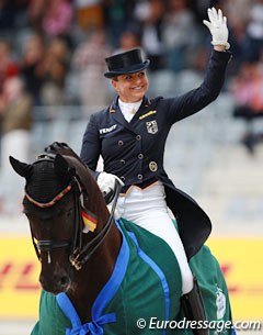 Dorothee Schneider in the lap of honour