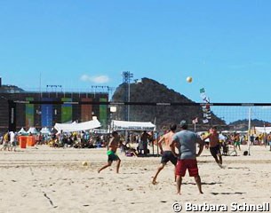 Olympic and amateur beach volley ball on Copacabana beach