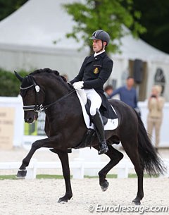 Justin Verboomen and Nevado de la Font were rung out when the horse turned unlevel on the diagonal in extended trot