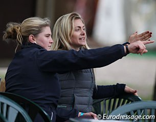 During the Intermediaire I, Danish Anna Zibrandtsen was practicing and memorizing her Grand Prix Special with a friend