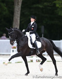 Swiss Alexandra Zurbrugg on Get Time. This horse was one of three (!!) Rubin Royal offspring competing in the Compiegne 3* Grand Prix 