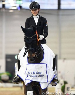 Emma Gömmer and Sir Robin Off Loxley win the junior division of the Preis der Zukunft at the 2019 CDN Munster Indoor :: Photo © Mirka Nilkens