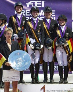 Team Germany with Welschof, Rothenberger, Westendarp and Holzknecht win gold at the 2019 European Young Riders Championships :: Photo © Astrid Appels