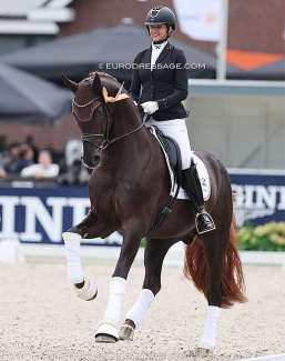 Stefanie Wolf and San To Alati at the 2023 World Young Horse Championships :: Photo © Astrid Appels