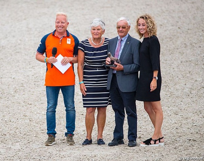 Maarten van der Heijden (KNHS Technical Director), Mrs and Mr Jan Peeters and Maud Ernes at the 2018 Dutch Dressage Championships :: Photo © Digishots