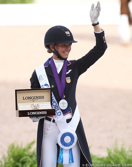 Laura Graves wins team and individual silver at the 2018 WEG and is the new World Number 1 :: Photo © Astrid Appels