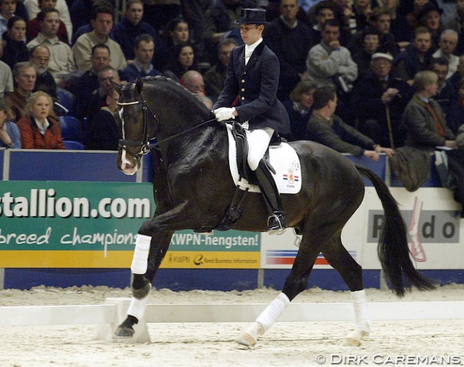 Hans Peter Minderhoud and Rhodium being presented at the 2003 KWPN Stallion Licensing :: Photo © Dirk Caremans