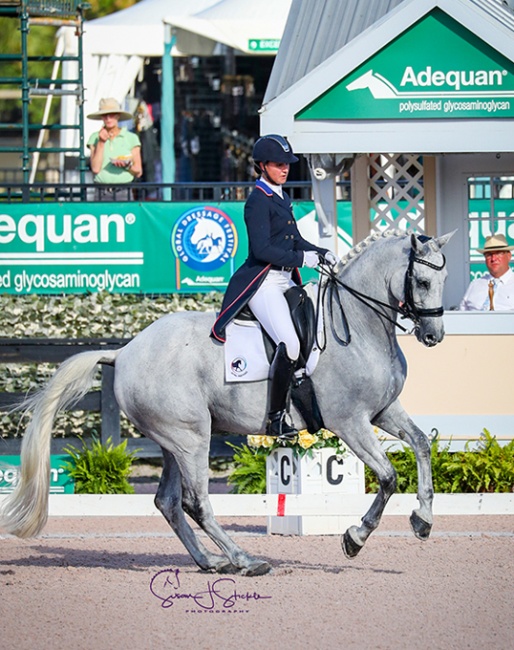 Adrienne Lyle and Harmony's Duval at the 2019 CDI-W Wellington :: Photo © Sue Stickle