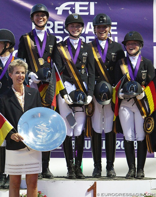 Team Germany with Welschof, Rothenberger, Westendarp and Holzknecht win gold at the 2019 European Young Riders Championships :: Photo © Astrid Appels