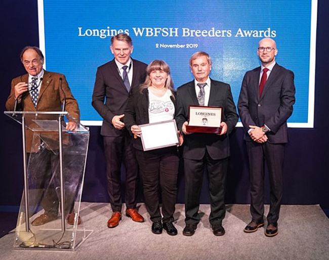 Heike and Heinrich Strunk at the 2019 WBFSH Breeders Awards in Lyon. 