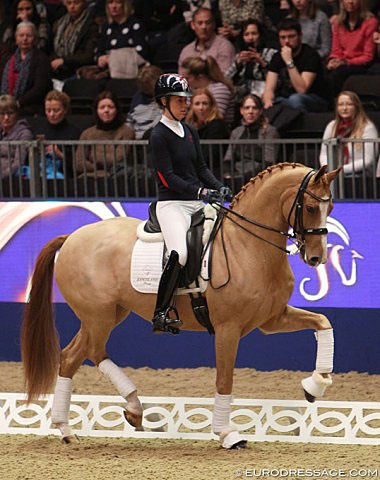 Charlotte Dujardin and Gio at a demo at the 2019 CDI-W London :: Photo © Astrid Appels