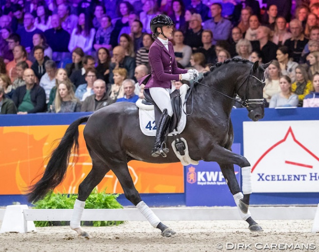 Dinja van Liere and Lowlands at the 2020 KWPN Stallion Licensing show :: Photo © Dirk Caremans