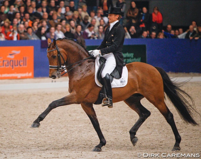 Edward Gal presenting United in a show at the 2010 KWPN Stallion Licensing :: Photo © Dirk Caremans