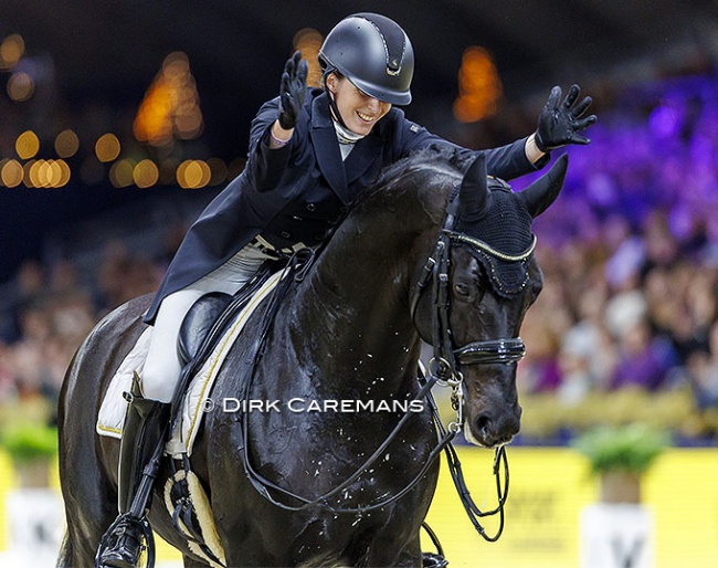 Flore de Winne and Flynn FRH became the first Belgian pair to ever score over 80% in a freestyle. They did so at the 2023 CDI-W Mechelen :: Photo © Dirk Caremans