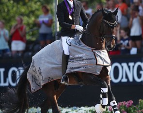 Andreas Helgstrand and Revolution win the 5-year old finals at the 2018 World Young Horse Championships :: Photo © Astrid Appels