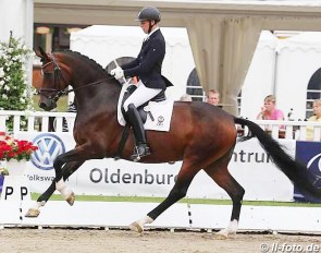 Frederic Wandres and Furstenfee at the 2016 Oldenburg Young Horse Championships in Rastede :: Photo © LL-foto